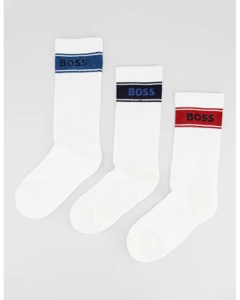 Set de sosete lungi cu detaliu logo - 3 perechi, Alb/Albastru ultramarin/Rosu inchis