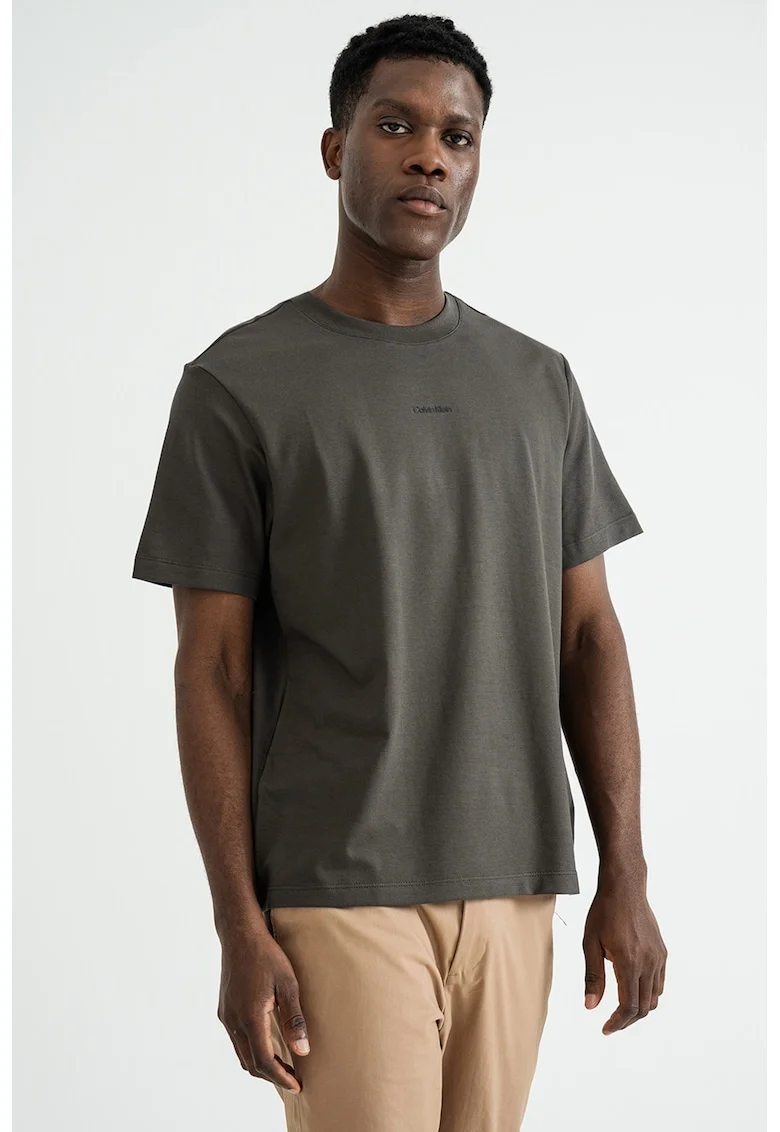 Tricou lejer din bumbac pique, Kaki