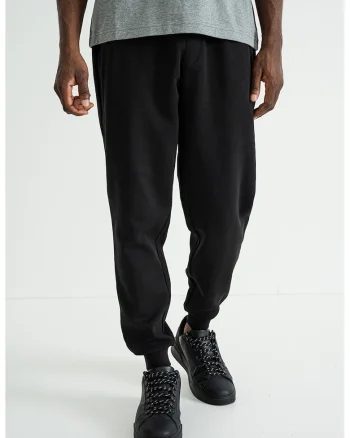 Pantaloni uni de trening din amestec de bumbac, Negru