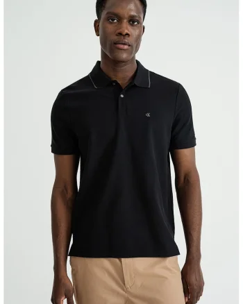 Tricou polo din bumbac pique, Negru