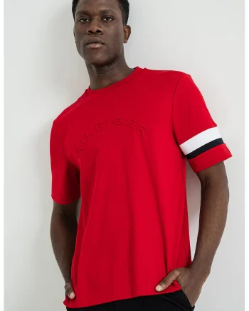 Tricou cu logo brodat, Rosu vermillion