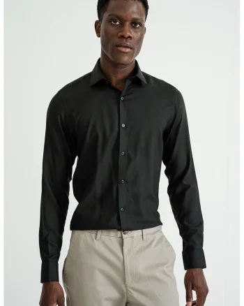 Camasa regular-fit cu model uni, Negru stins