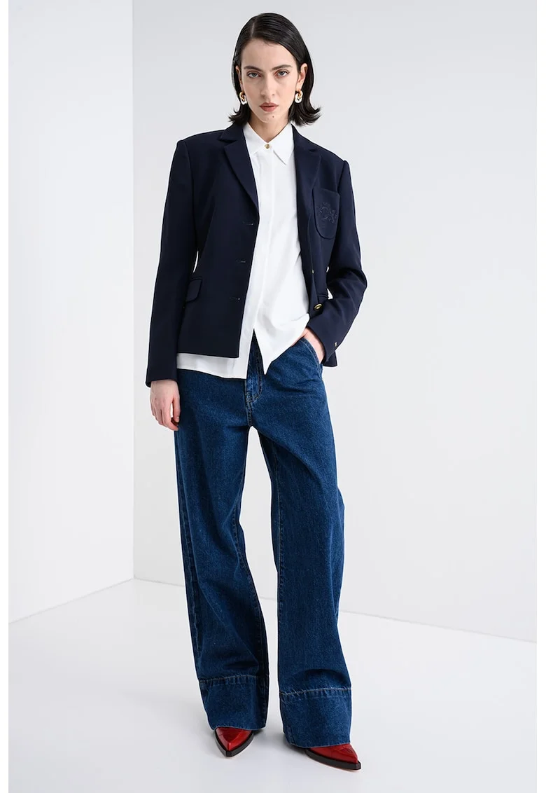 Sacou slim fit cu nasturi si revere decupate, Albastru ultramarin