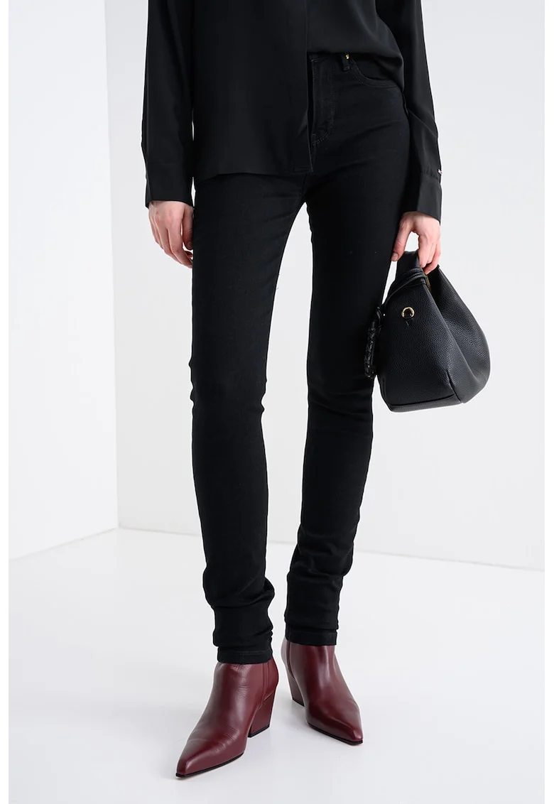 Blugi skinny cu talie medie, Negru