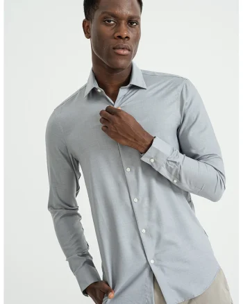 Camasa regular-fit cu model uni, Gri inchis