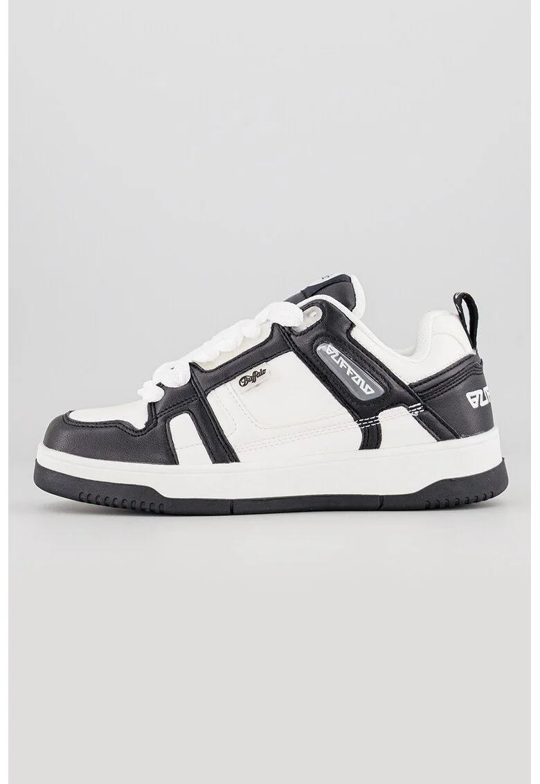 Pantofi sport low-cut de piele ecologica Azalia, Alb/Negru