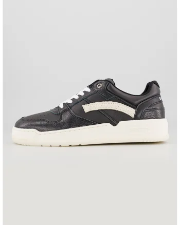 Pantofi sport low-cut de piele Grid Lea, Alb fildes/Negru