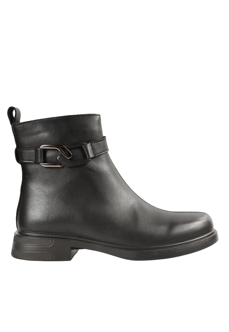 Ghete elegante, dama,  WB70005A negru, piele naturala, Negru