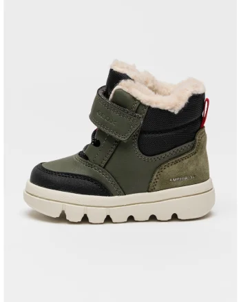 Ghete cu inchidere velcro si garnituri din piele intoarsa, Negru/Verde inchis