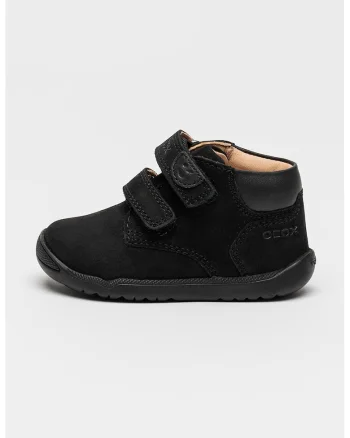 Ghete de piele nabuc cu velcro, Negru stins