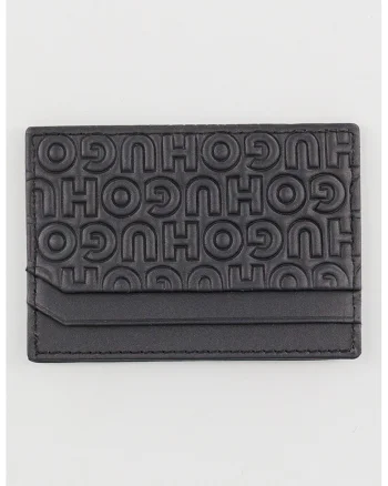 Portcart de piele cu monograma, Negru