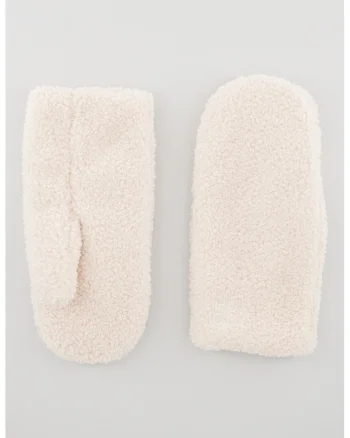 Manusi de blana shearling sintetica, Alb fildes