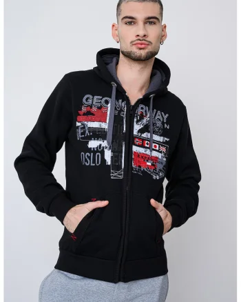 Hanorac regular-fit cu logo Getchup, Negru stins
