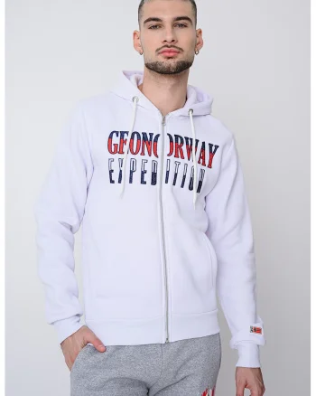 Hanorac cu logo brodat si fermoar Ghazen, Visiniu/Albastru ultramarin/Alb optic