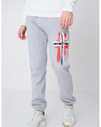Pantaloni de trening cu design grafic Matuvu, Gri deschis melange