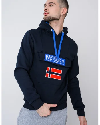Hanorac cu imprimeu logo Gadrien, Rosu/Albastru ultramarin/Albastru royal