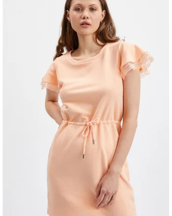 Rochie uni cu maneci scurte, Piersica