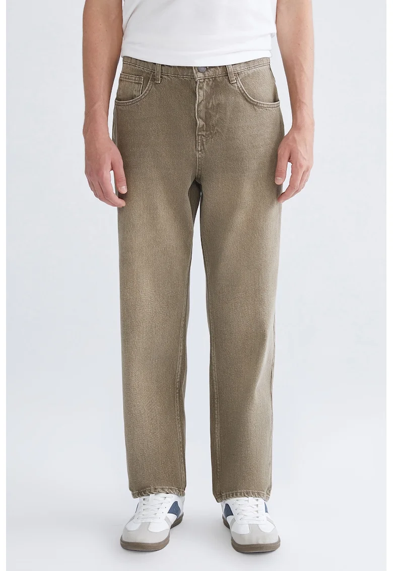 Blugi regular fit cu buzunare, Maro melange