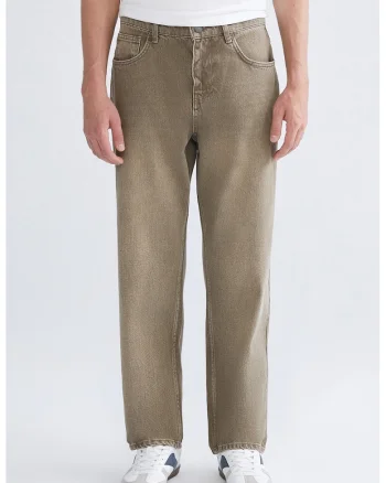 Blugi regular fit cu buzunare, Maro melange