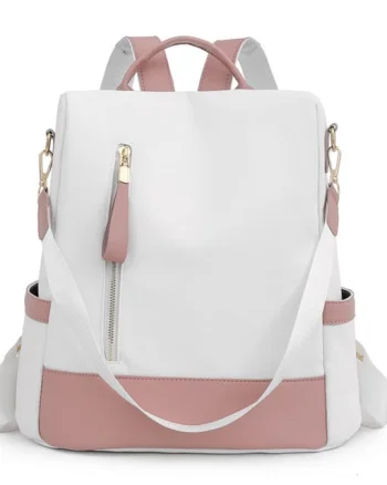 Rucsac dama Carla GT2173, antifurt, Alb/Roz
