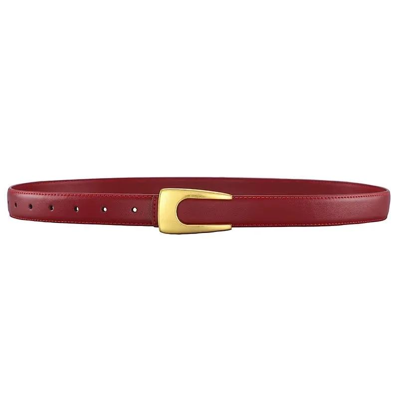 Curea dama C-191, piele naturala, Rosie