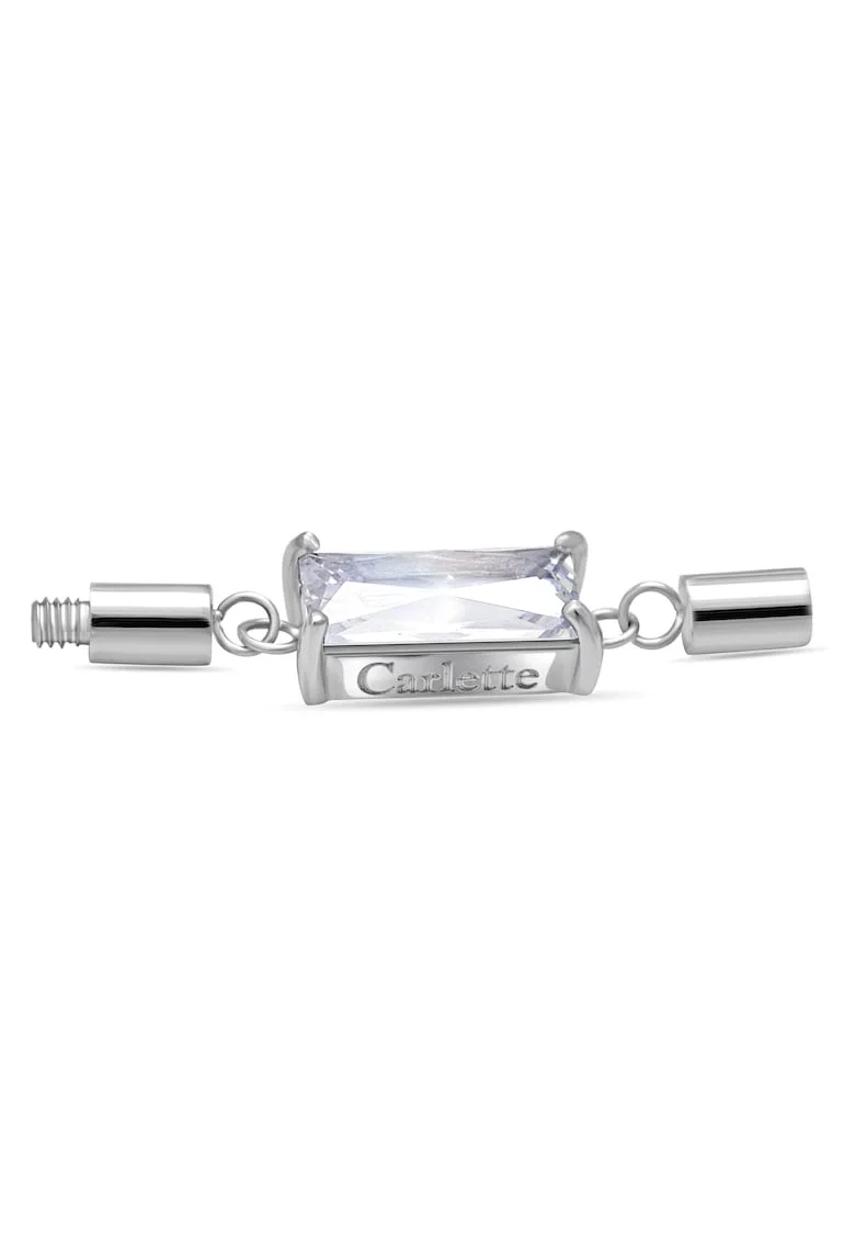 Talisman din otel inoxidabil hipoalergenic cu piatra zirconia, placat cu rodiu Crystal Glam