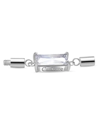 Talisman din otel inoxidabil hipoalergenic cu piatra zirconia, placat cu rodiu Crystal Glam