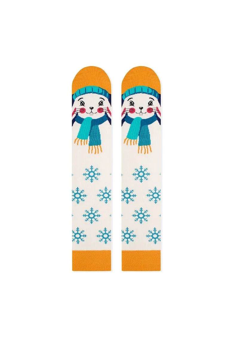Sosete bambus de Craciun, Comfort Feet 3/4 Knee High Socks CHRISTMAS Rabbit
