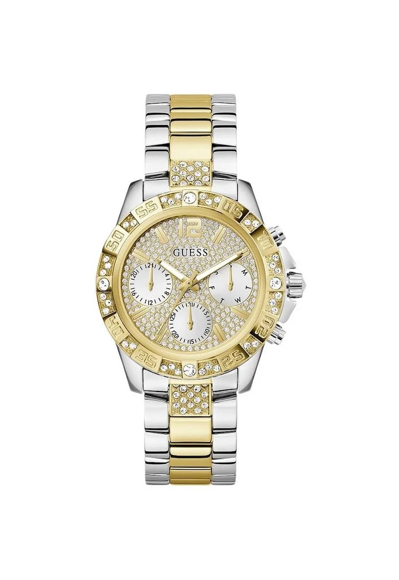 Ceas dama  Majesty, argintiu-auriu, 40mm, bratara otel inoxidabil, rezistent la apa 50m
