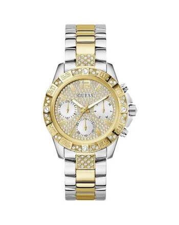 Ceas dama  Majesty, argintiu-auriu, 40mm, bratara otel inoxidabil, rezistent la apa 50m