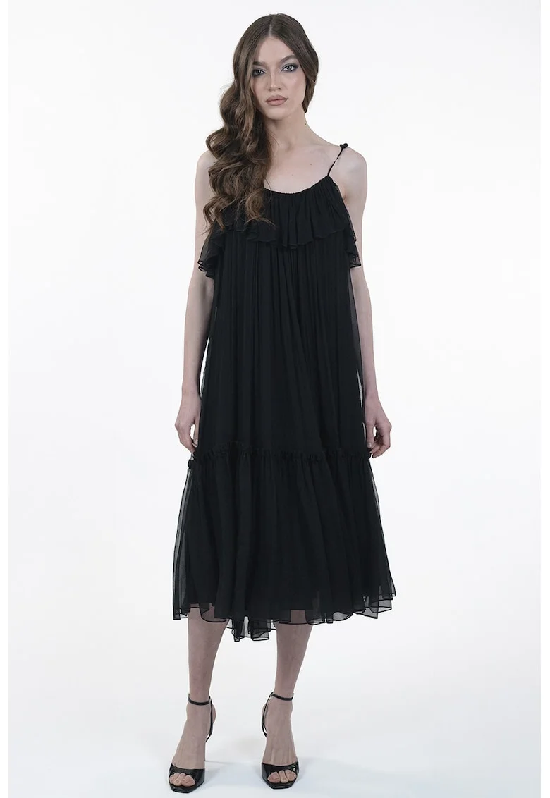Rochie de matase cu pliuri, Negru