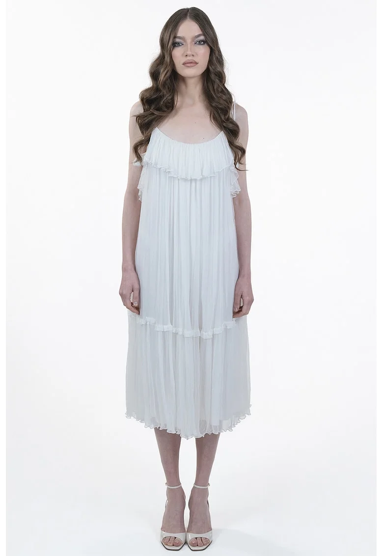 Rochie de matase cu pliuri, Alb