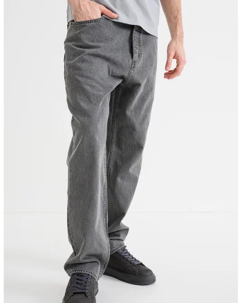 Blugi relaxed-fit cu talie medie, Gri melange