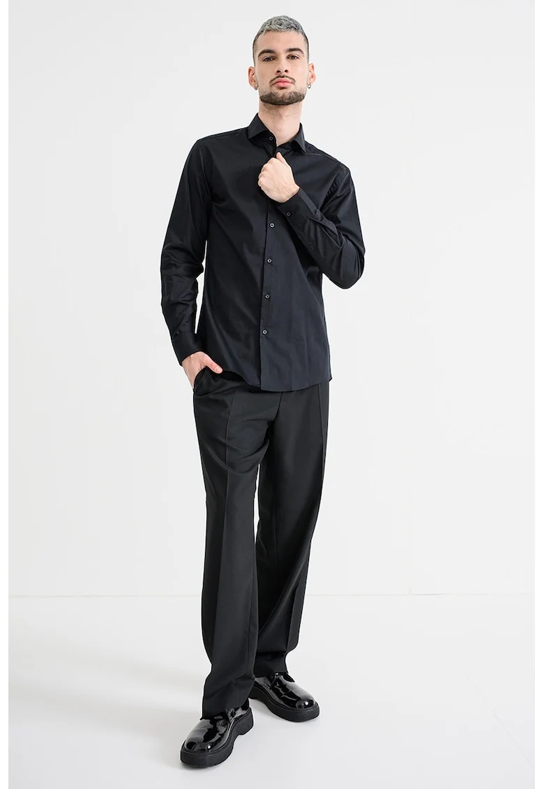 Camasa slim fit de bumbac Kason, Negru