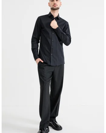 Camasa slim fit de bumbac Kason, Negru