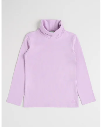 Bluza uni cu guler inalt, Lila