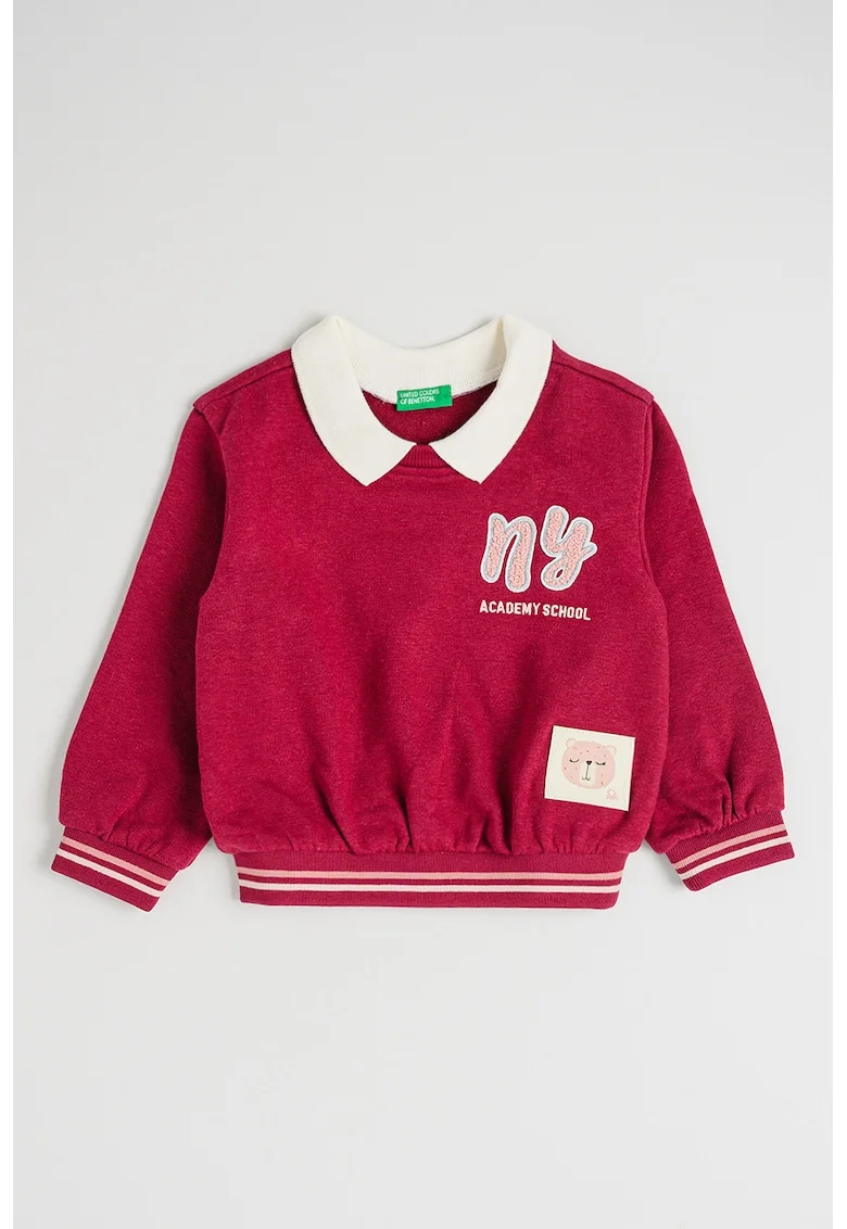 Bluza de trening din bumbac cu broderie text, Visiniu