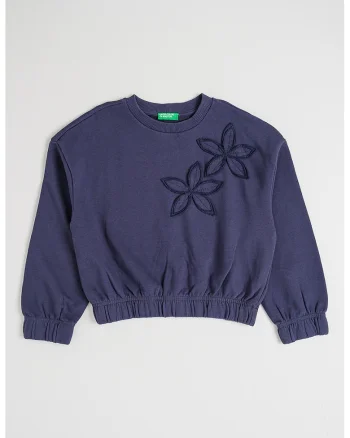 Bluza de trening din bumbac cu broderie, Albastru prafuit