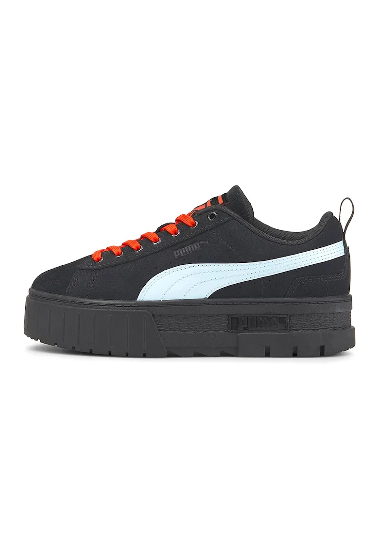 Pantofi sport flatform de piele intoarsa Mayze, Negru/Albastru deschis