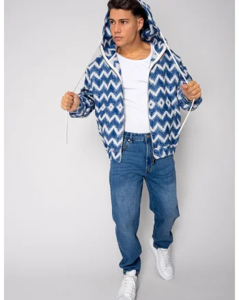 Hanorac cu fermoar si gluga Oversized 18931, BLUE