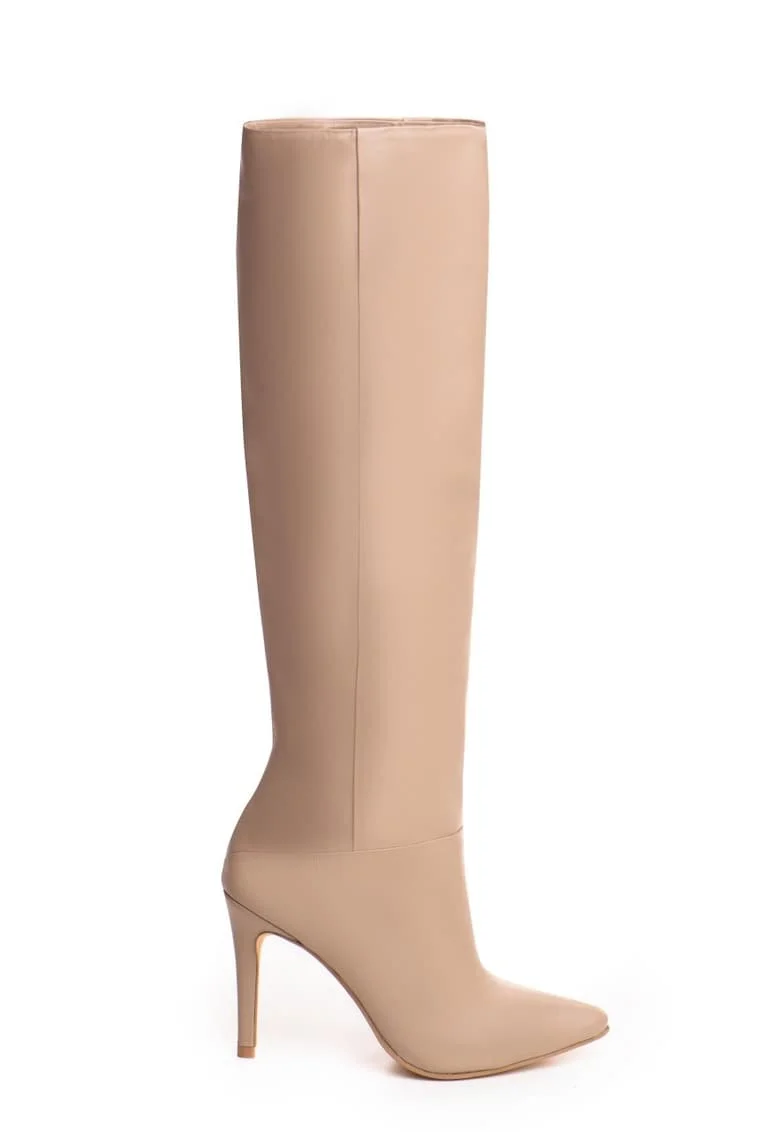 Cizme Savanna Shade cu toc inalt, piele naturala de culoare grej