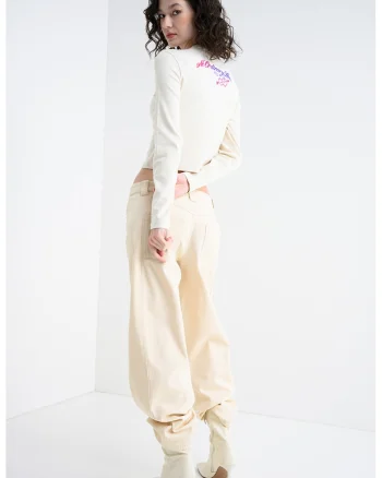 Bluza crop Duspark, Crem