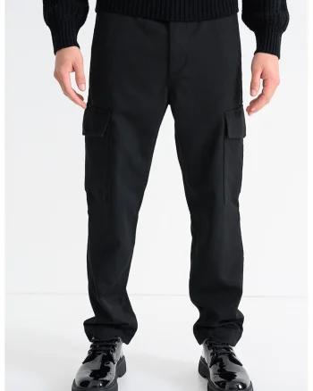 Pantaloni cargo din amestec de lana Sisla, Negru