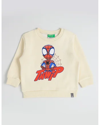 Bluza de trening cu imprimeu Spiderman, Rosu/Bej