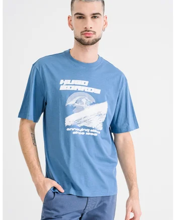 Tricou regular fit cu imprimeu frontal Napolux, Albastru pastel