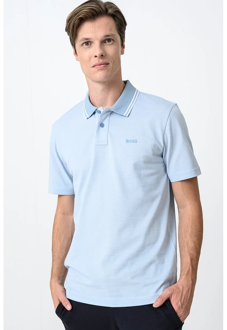 Tricou polo relaxed fit Peoxford, Albastru glaciar