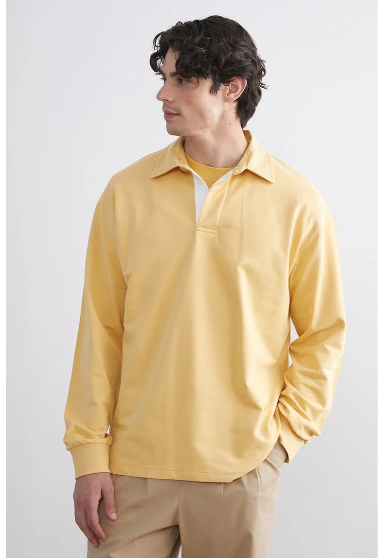 Bluza polo din bumbac, Galben sofran