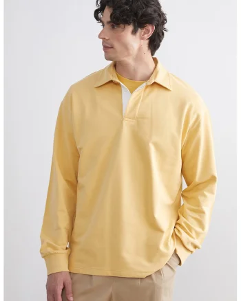 Bluza polo din bumbac, Galben sofran