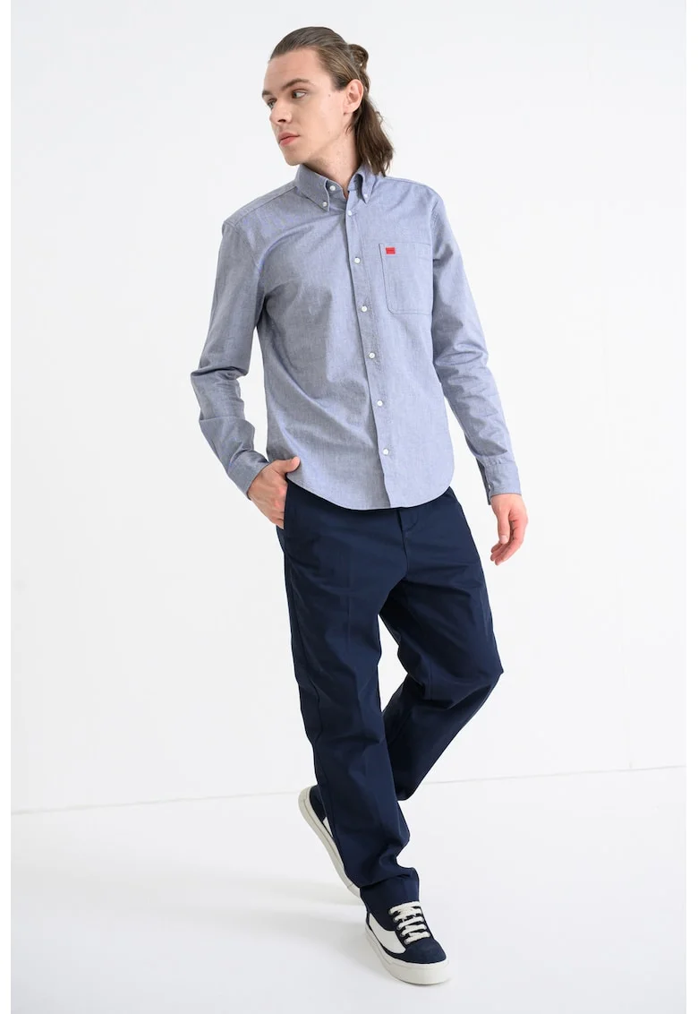 Camasa slim fit cu buzunar pe piept Evito, Albastru prafuit/Albastru
