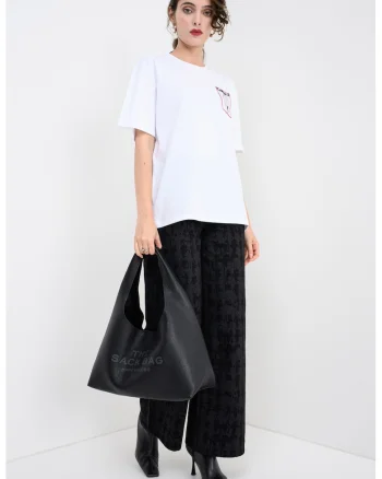 Tricou din bumbac organic cu imprimeu pe partea din fata si pe partea din spate, Rosu/Alb